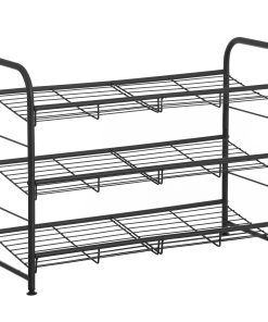 SONGMICS Shoe Rack. 3 Tier Shoe Organizer for Closet. Holds up to 12 Pairs of Shoes. Shoe Rack for Front Door Entrance. Metal Shoe Shelf with Adjustable Tilt Angle. for Entryway. Garage. Black