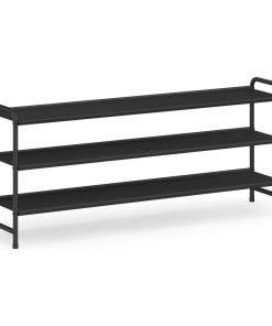 Long shoe rack organizer holds many pairs for closet or entryway