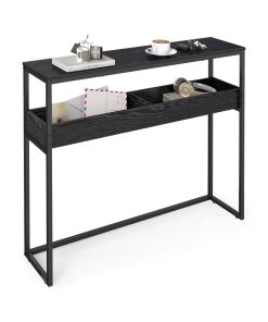 Narrow Console Table with Semi Open Storage