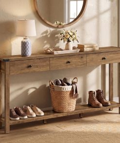 Farmhouse Entryway Storage with Drawers and Open Shelf