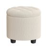 SONGMICS Vanity Stool. Round Ottoman with Storage