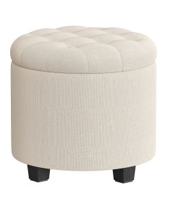 SONGMICS Vanity Stool. Round Ottoman with Storage