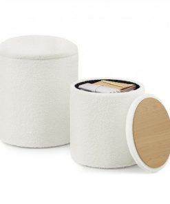 Set of two round storage stools for bedroom and lounge