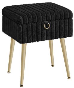 SONGMICS Vanity Stool Chair Faux Fur with Storage