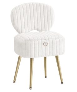 Small Vanity Chair with Storage & Folding Backrest