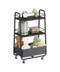 Rolling storage cart with fabric basket and wheels