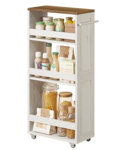 4-Tier Slide-Out Storage Cart. Slim Kitchen Cart for Small Spaces