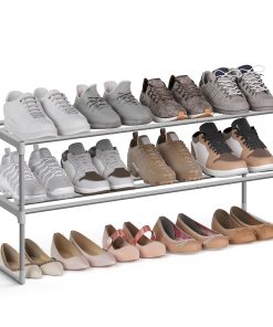 SONGMICS Shoe Rack. 2-Tier Shoe Organizer. Metal Storage Shelf