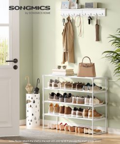 SONGMICS Shoe Rack. 4-Tier Shoe Organizer. Metal Storage Shelf. Upright or Upside Down