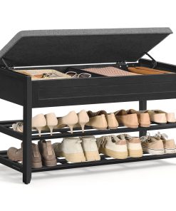 SONGMICS Storage Bench. Bamboo Shoe Rack. Entryway Furniture. 39.4 Inches Wide