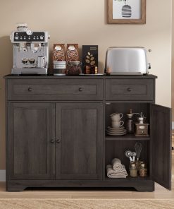 Farmhouse Coffee Bar Sideboard with Adjustable Shelves
