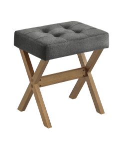 Padded vanity stool with solid wood legs for bedroom