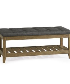 Storage Ottoman with Solid Wood Frame
