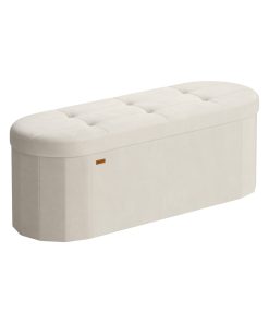 MAZIE Collection - Oval Ottoman Bench with Hidden Storage Space and Velvet Fabric
