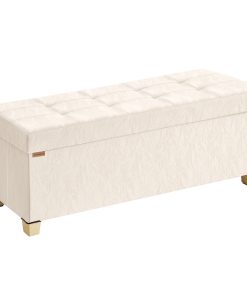 PU Leather Folding Storage Ottoman Bench with Padded Seat