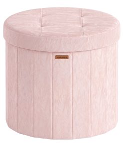 Round PU Leather Storage Vanity Stool
