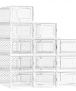 Stackable foldable shoe storage boxes for sneakers