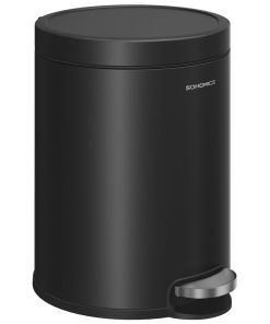 Bathroom trash can with soft close lid and pedal