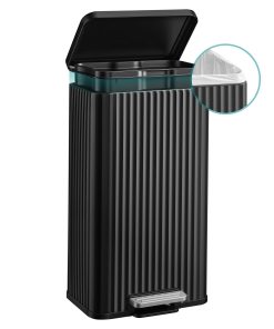 Stainless steel kitchen pedal bin with soft close lid and inner bucket