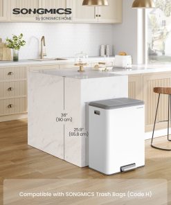 Stainless steel dual pedal trash can for kitchen recycling