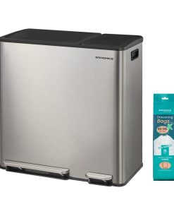 Dual Compartment Trash Can with Pedal Lid