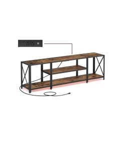 VASAGLE TV Stand with Power Outlets and LED Lights. for TVs up to 60 Inches. Entertainment Center with Open Storage Shelves