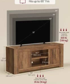 VASAGLE TV Stand. Farmhouse Entertainment Center with Storage Cabinets. Media Console Table for Living Room. Bedroom