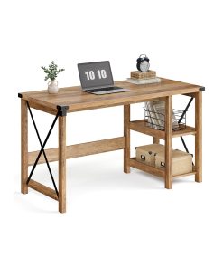 Home office desk with adjustable storage shelves