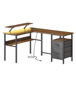 L-Shaped Desk with Power Outlets