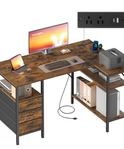 VASAGLE L Shaped Computer Desk with Drawers.