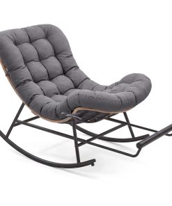 VASAGLE Outdoor Rocking Chair with Extendable Footrest. Removable Cushion | Papasan Chair
