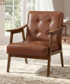 PU leather accent chair for living room bedroom or office