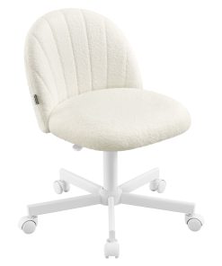 Height Adjustable Swivel Vanity Chair with Teddy Fleece