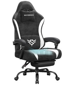 Suede reclining seat with footrest and lumbar support