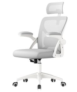 SONGMICS HOME Ergonomic Mesh Desk Chair with Flip-Up Armrests and Headrest | Computer Office Chair. with Lumbar Support
