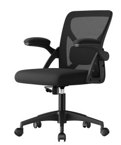 SONGMICS HOME Ergonomic Mesh Desk Chair with Flip-Up Armrests | Computer Office Chair. with Adjustable Lumbar Support.