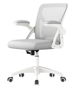 SONGMICS HOME Ergonomic Mesh Desk Chair with Flip-Up Armrests | Computer Office Chair. with Adjustable Lumbar Support.