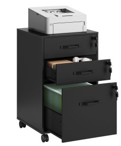 VASAGLE Mobile File Cabinet. 3 Drawers Filing Cabinet with Wheels