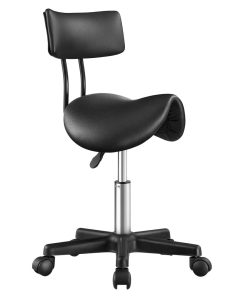 Height Adjustable Swivel PU Leather Saddle Stool with Wheels