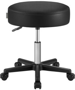Height Adjustable Swivel PU Leather Rolling Stool