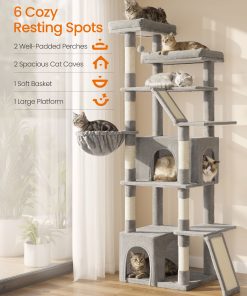 Feandrea 72.6-Inch Tall Cat Tree Tower for Indoor Extra Large Cats