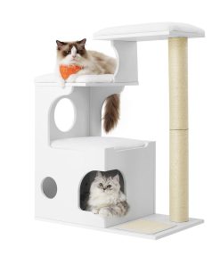 WoodyWonders Cat Tree with Scratching Post and Mat