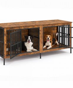 Feandrea 70.9 Dog Crate Furniture. Heavy Duty Double Dog Cage with Divider