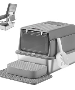 Feandrea Stainless Steel Cat Litter Box with Flip Lid