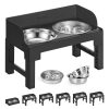 Adjustable elevated dog bowl set
