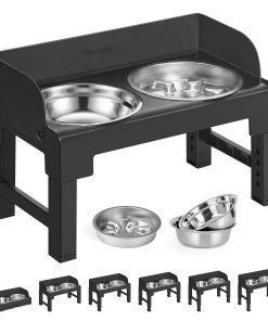 Adjustable elevated dog bowl set