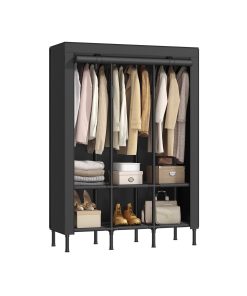 Wardrobe Closet with 3 Hanging Rails and 6 Shelves