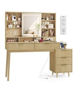 MAXE Collection - Vanity Desk with Sliding Mirror and Lights