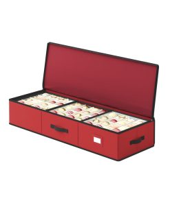 SONGMICS Christmas Ornament Storage Box. Bauble Storage Box with Dividers. Oxford Fabric. Zippers. Side Handles. Under the Bed