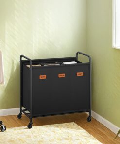 Rolling laundry sorter cart with removable bags for home